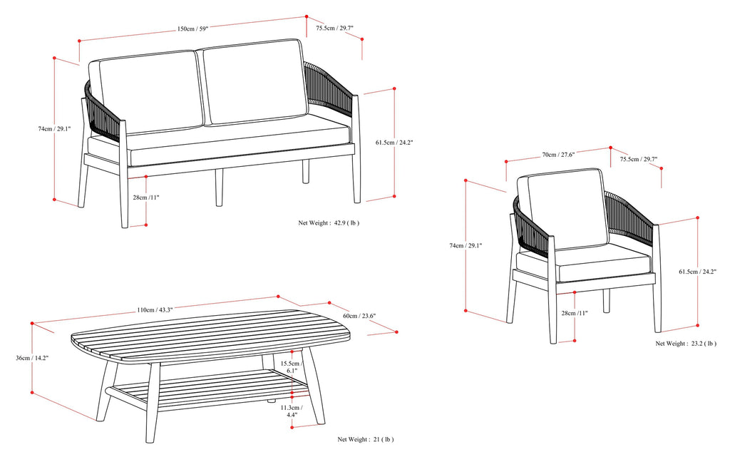 Bayshore 4 Piece Outdoor Conversation Set