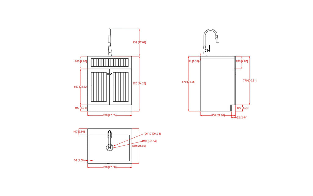 Beckham All-In-One 28 inch Laundry Utility Sink and Cabinet