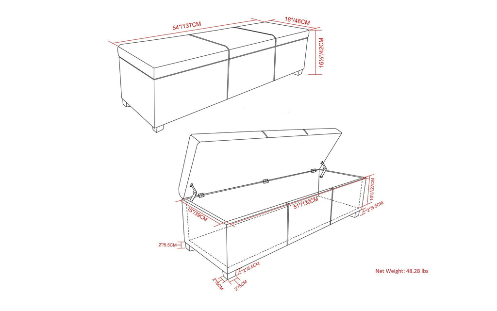 Avalon Extra Large Storage Ottoman in Vegan Leather