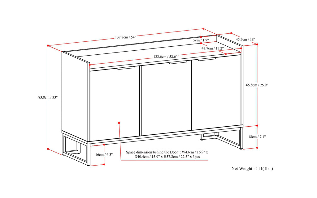 Milverton Sideboard Buffet in Acacia
