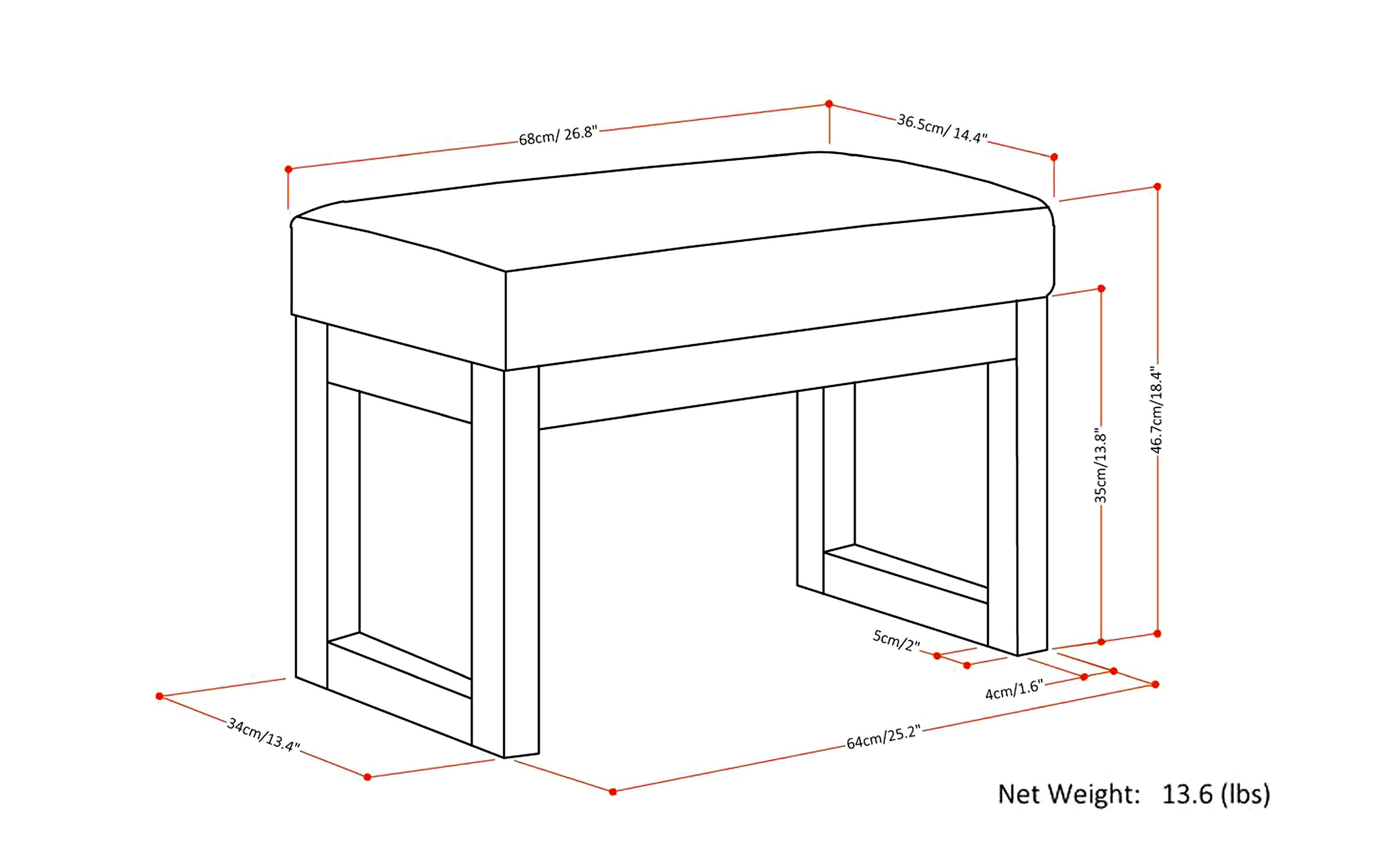 Milltown Small Ottoman Bench in Vegan Leather