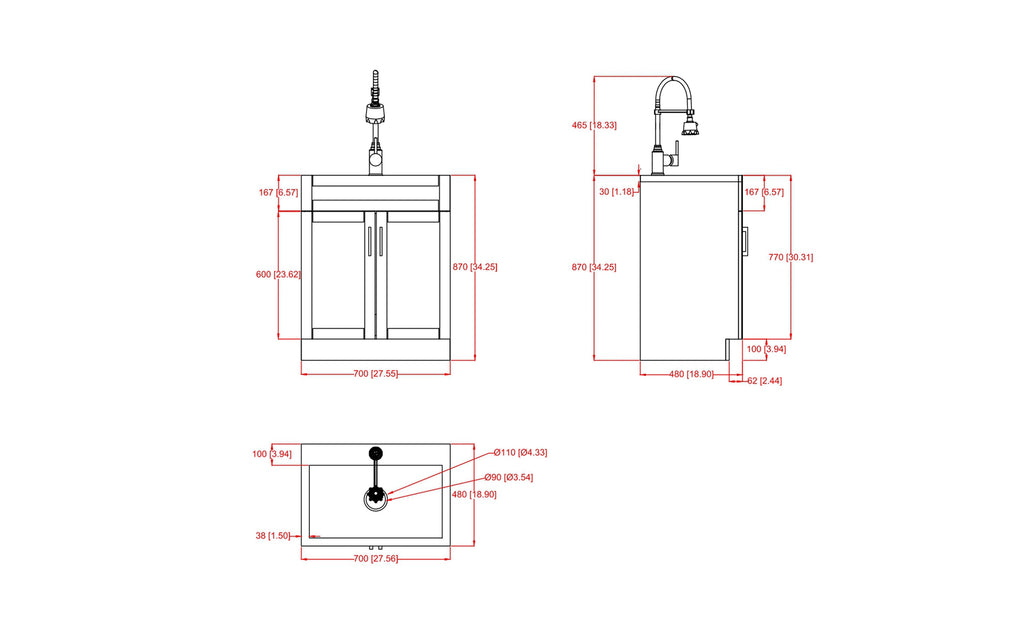Hennessy All-In-One 28 inch Laundry Utility Sink and Cabinet
