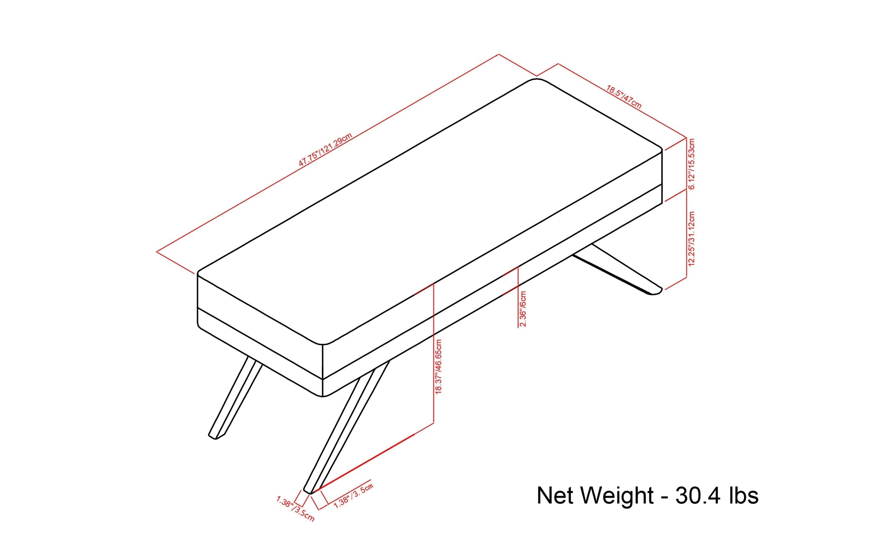 Chanelle Ottoman Bench in Tweed
