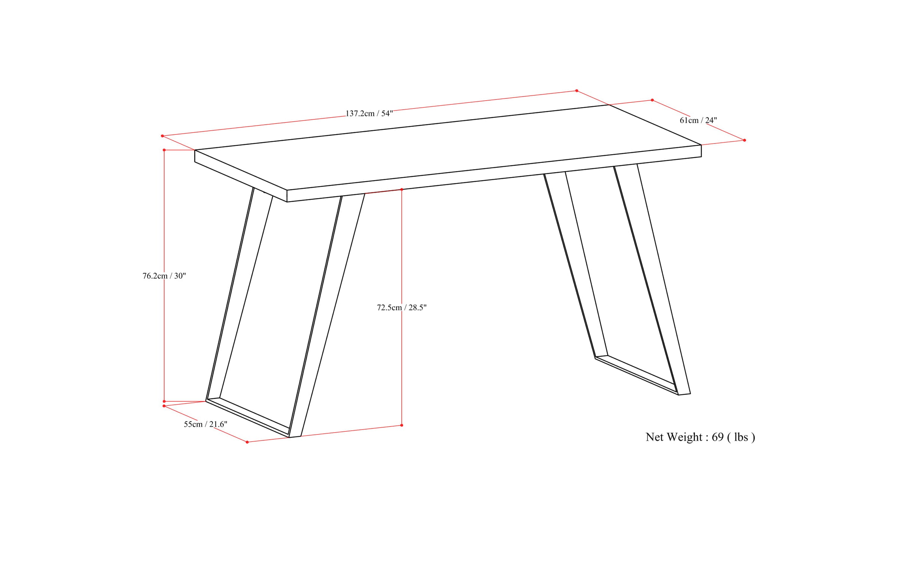 Lowry Flat Top Desk in Acacia
