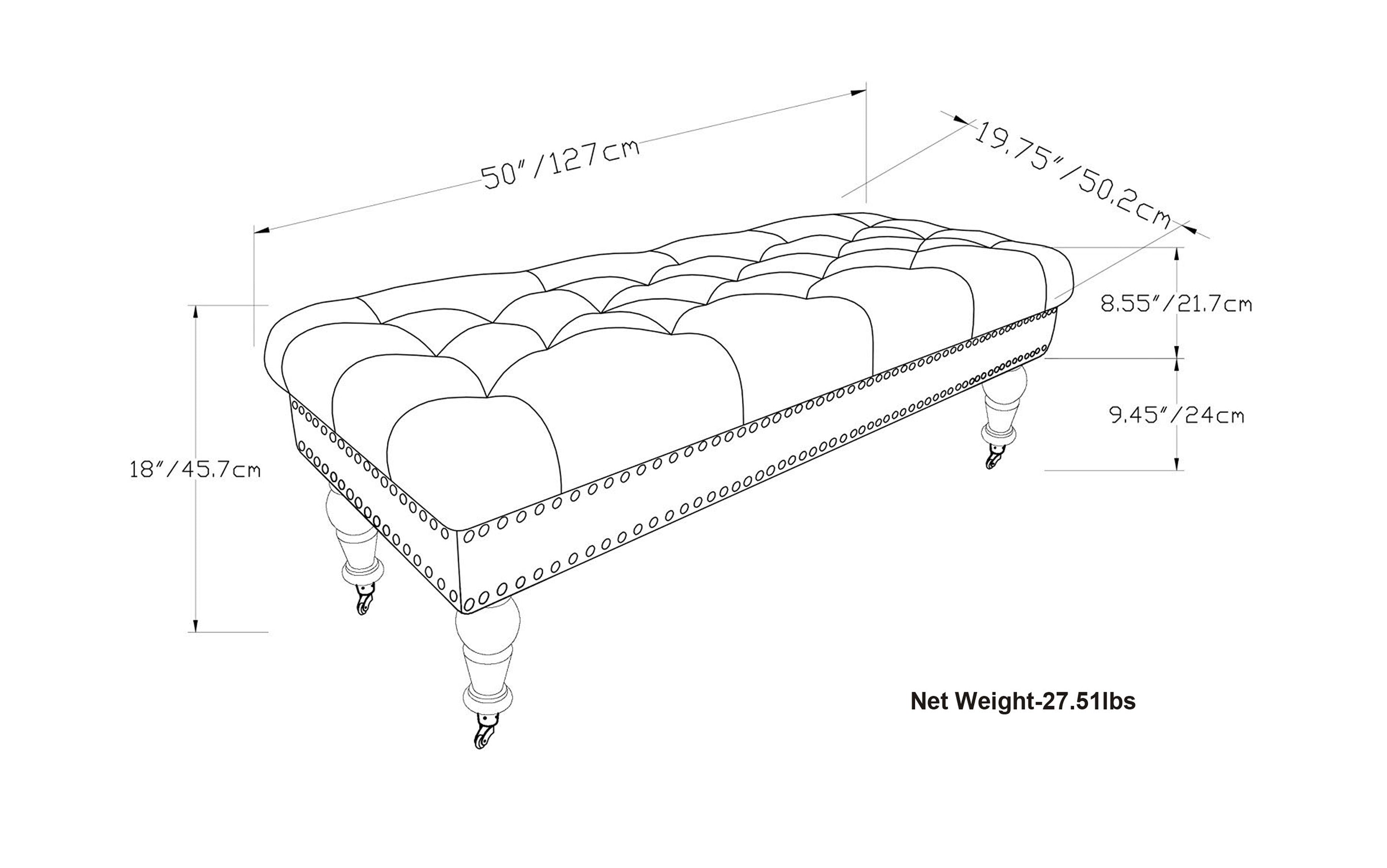 Henley Ottoman Bench in Distressed Vegan Leather