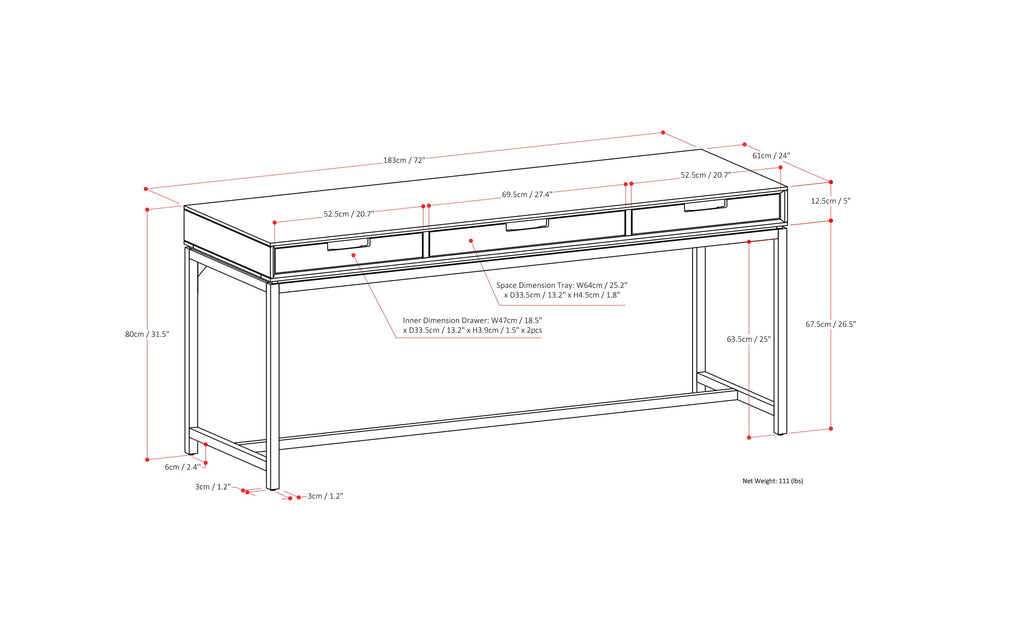 Banting Mid Century Wide Desk in Rubberwood