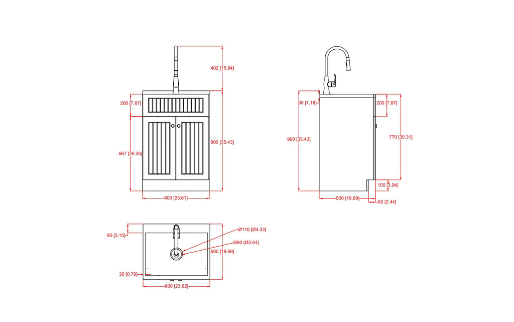 Beckham All-In-One 24 inch Laundry Utility Sink and Cabinet