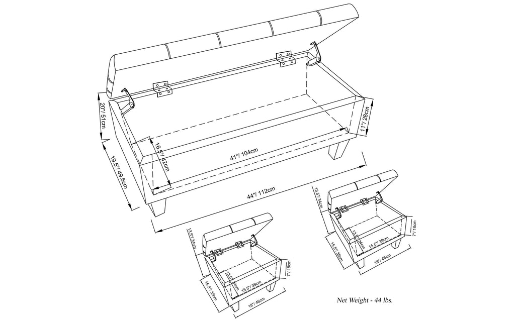 Dover 3 Pc Storage Ottoman in Vegan Leather