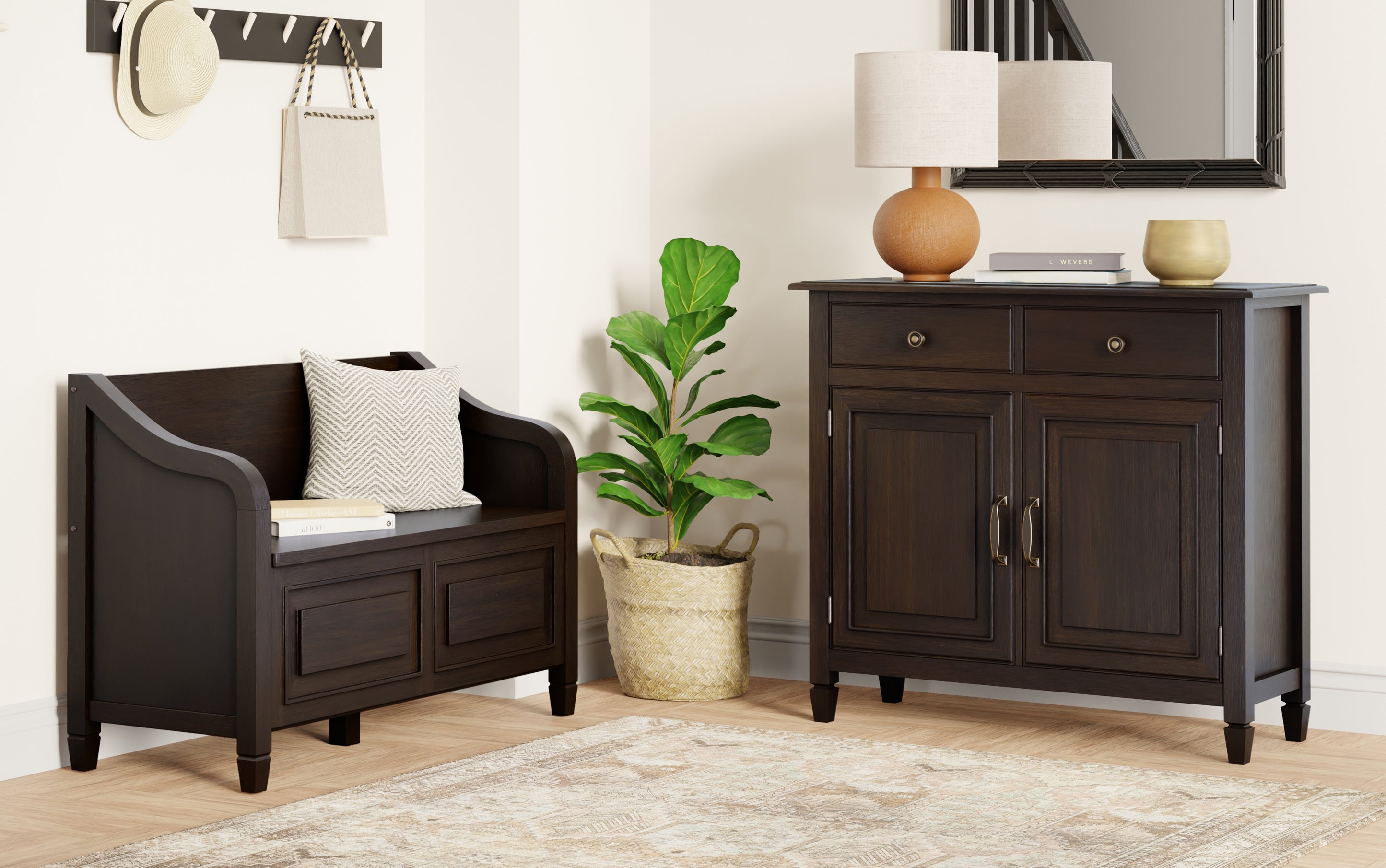 Connaught 42-inch Storage Bench and 40-inch Cabinet