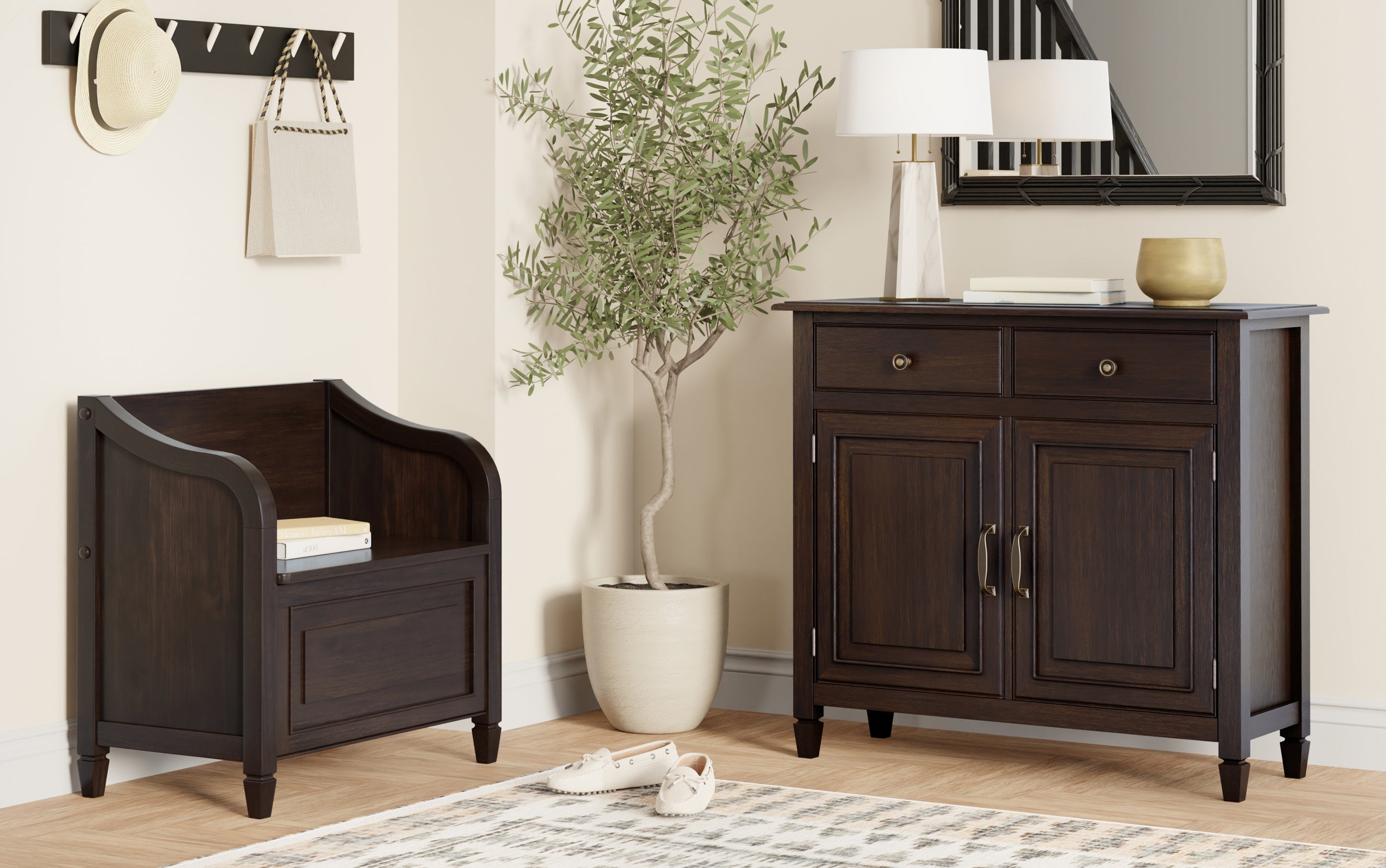 Connaught 30-inch Storage Bench and 40-inch Cabinet