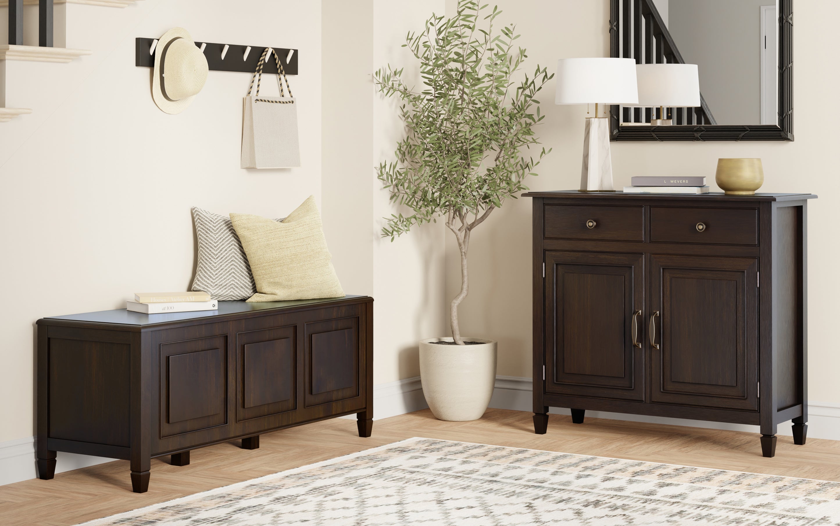 Connaught 51-inch Storage Bench and 40-inch Cabinet