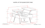 Hunter Lift Top Square Coffee Table in Mango