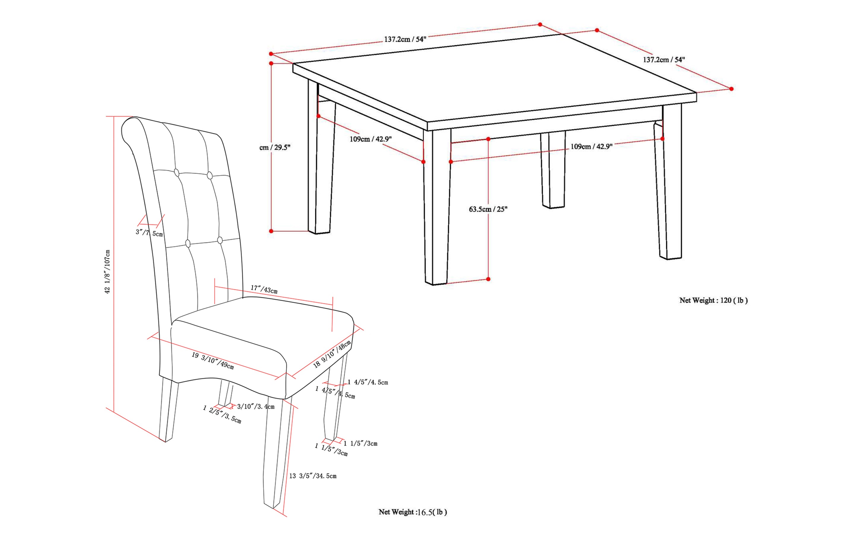 Cosmopolitan / Eastwood 9 Pc Dining Set