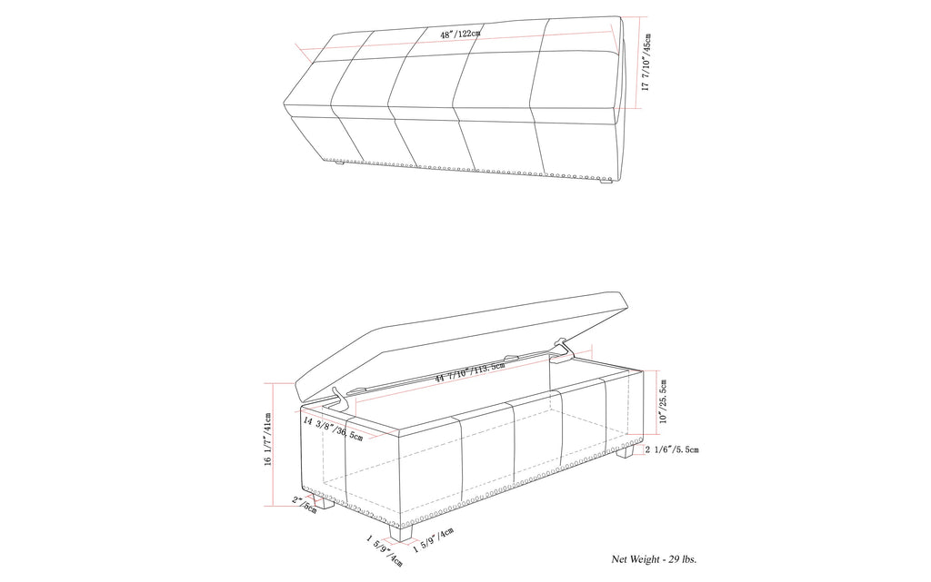 Kingsley Large Storage Ottoman in Vegan Leather