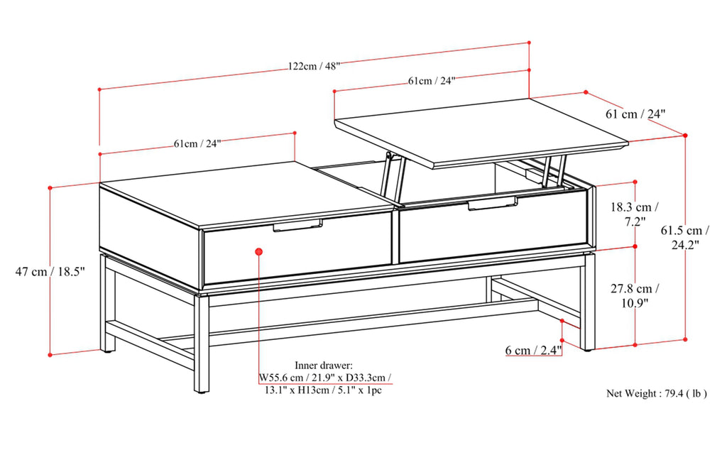 Banting Lift Top Coffee Table