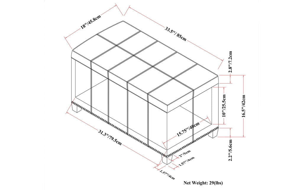 Amelia Storage Ottoman in Vegan Leather