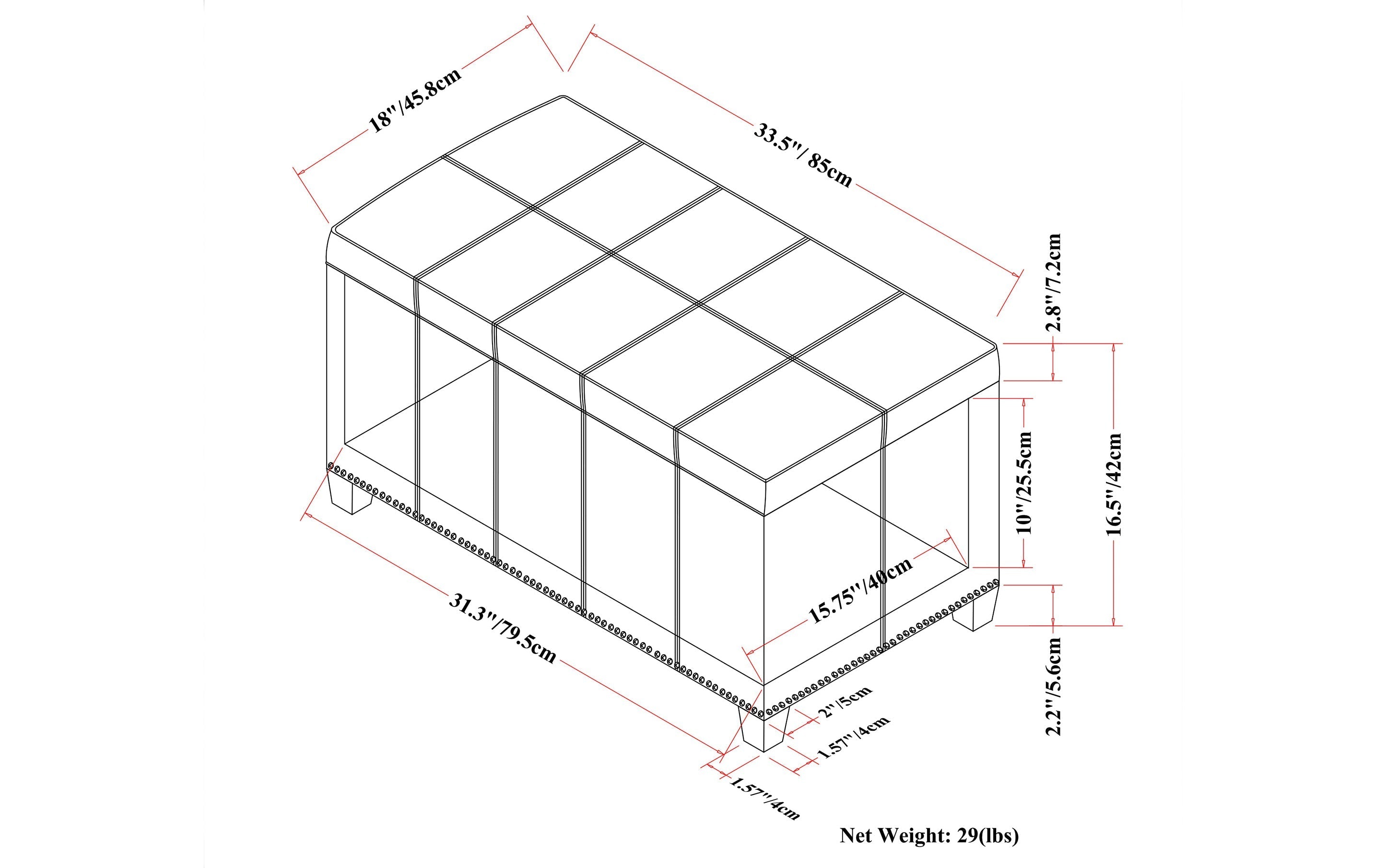 Amelia Storage Ottoman in Vegan Leather