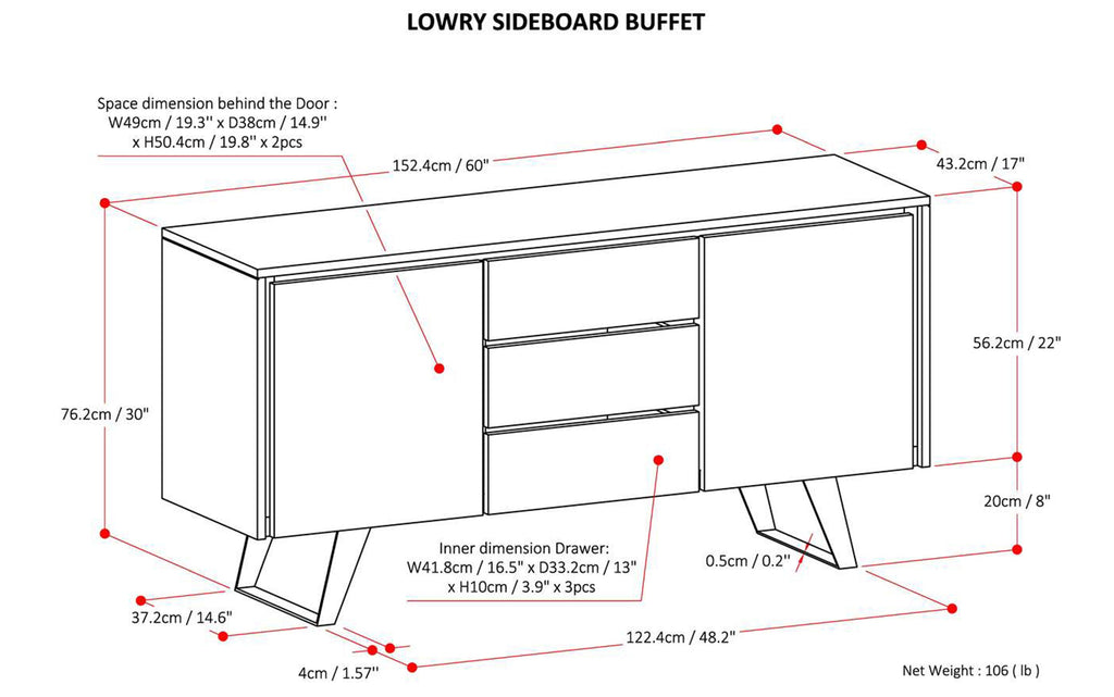 Lowry Sideboard Buffet in Walnut