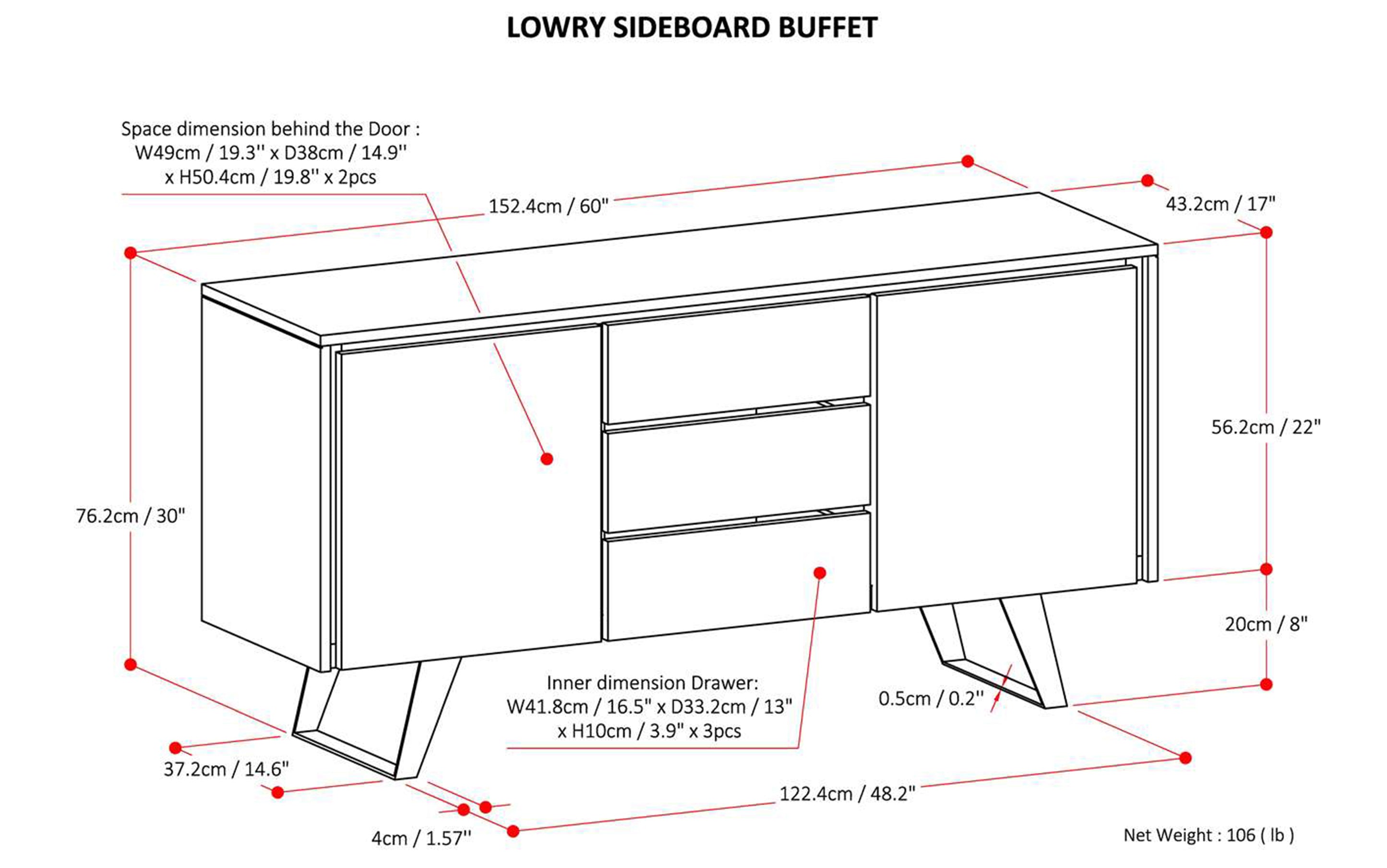 Lowry Sideboard Buffet in Walnut
