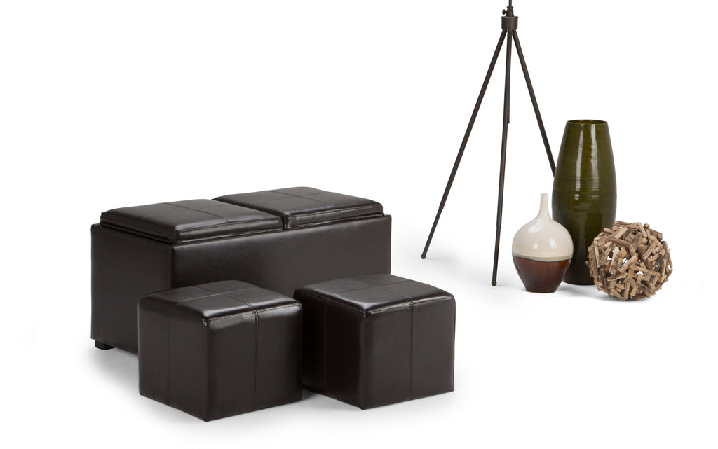 Avalon 5 Pc Storage Ottoman in Vegan Leather