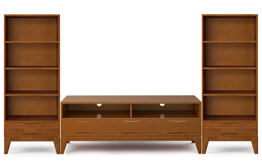 Harper 60 inch TV Stand with 24 inch Bookcases (Set of 3)