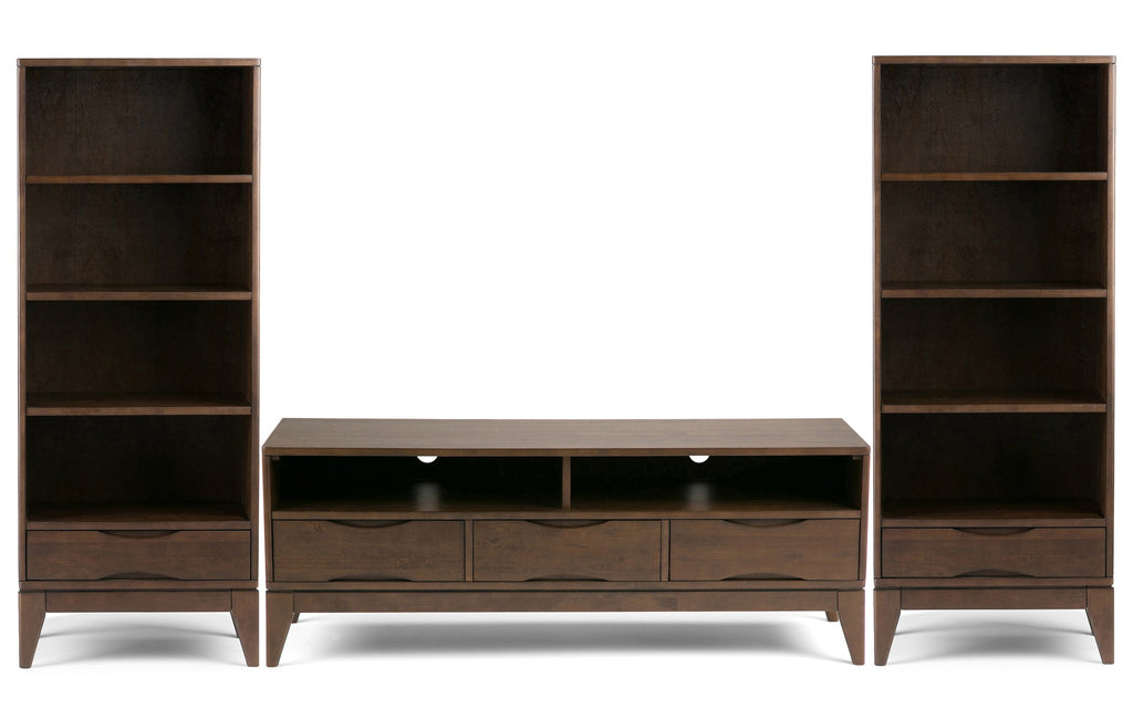 Harper 60 inch TV Stand with 24 inch Bookcases (Set of 3)