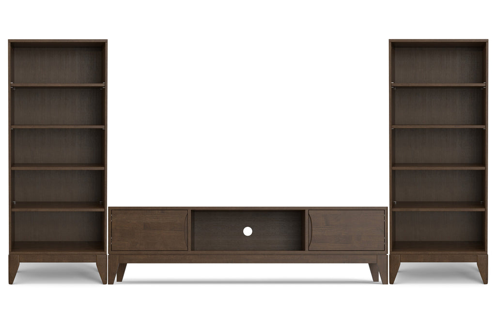 Harper 72 inch TV Stand with 24 inch Bookcases (Set of 3)