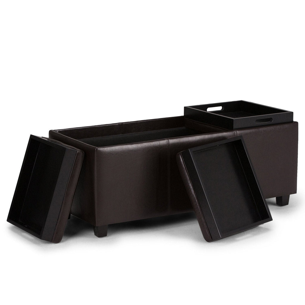 Avalon 3 Trays Ottoman in Vegan Leather