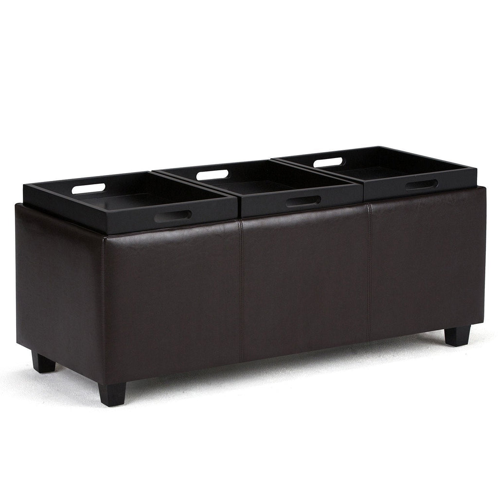 Avalon 3 Trays Ottoman in Vegan Leather