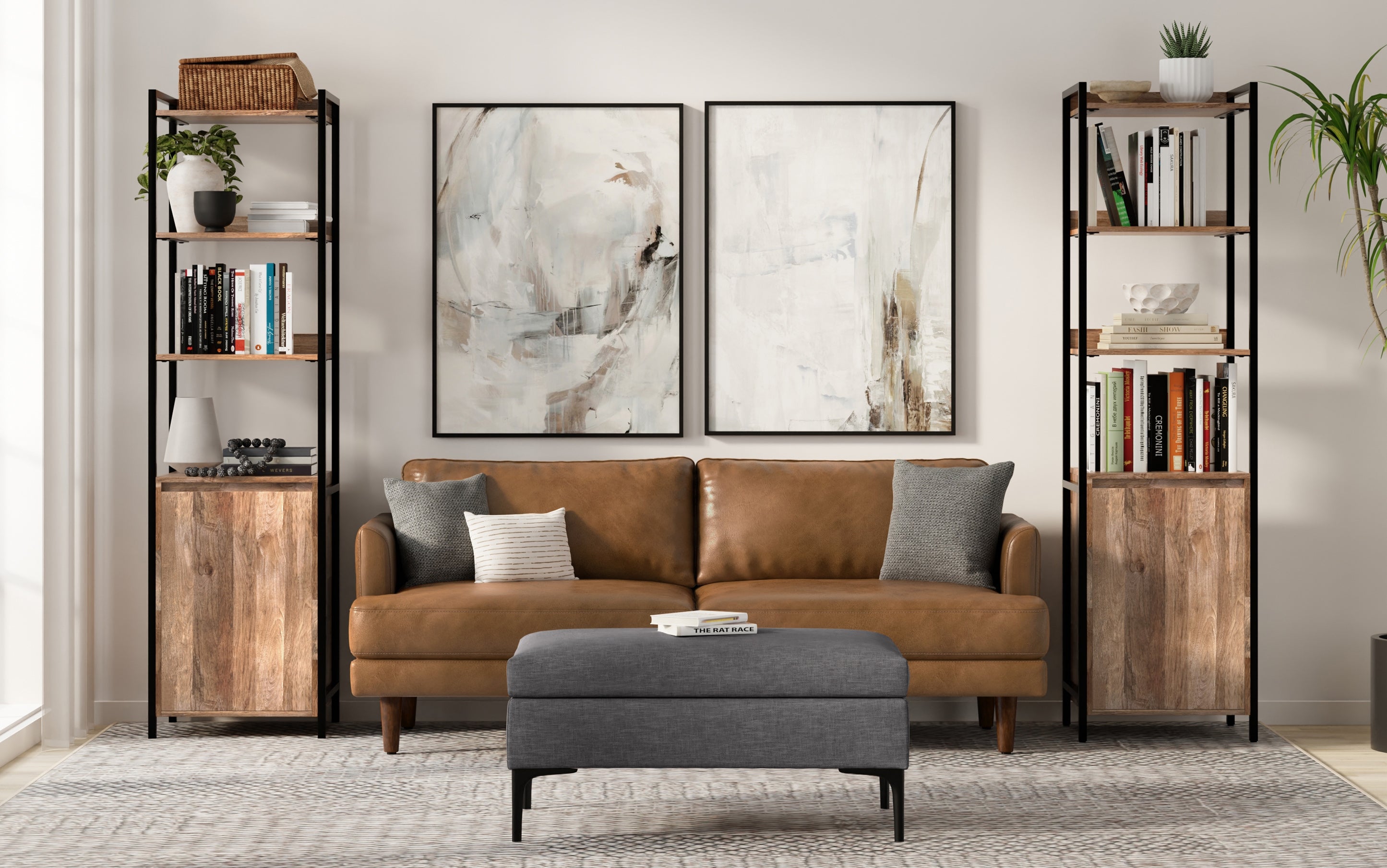 Kelsey 20 inch 5 Shelf Bookcase with Door (Set of 2)